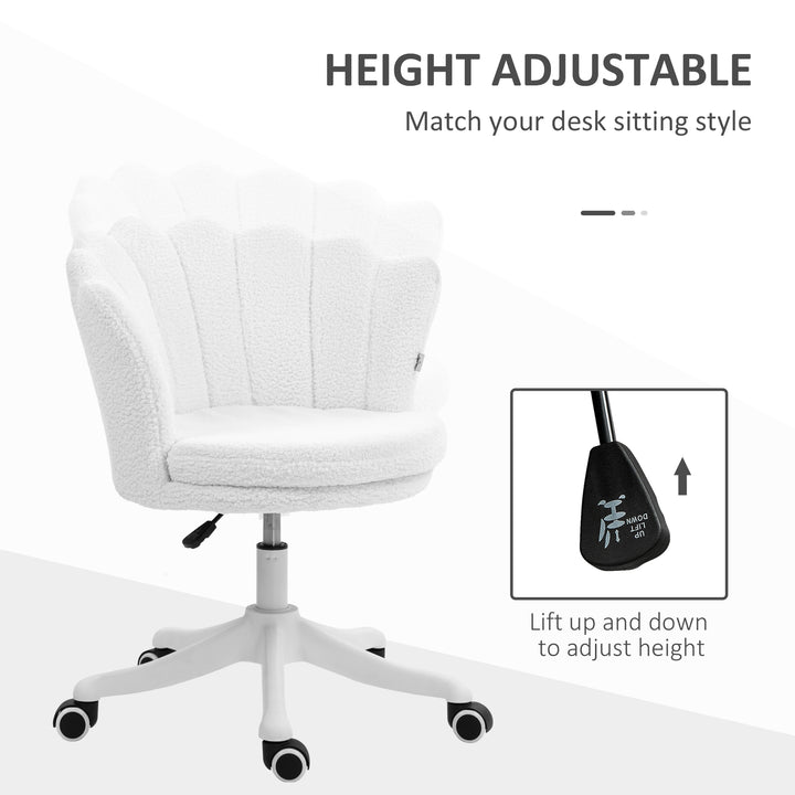 HOMCOM Adjustable Height Study Chair, Mid Back Velvet Office Chair with Swivel Wheels for Living Room, Study, Pink