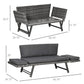 Outsunny Convertible Wicker Loveseat Grey Patio Chaise Lounge