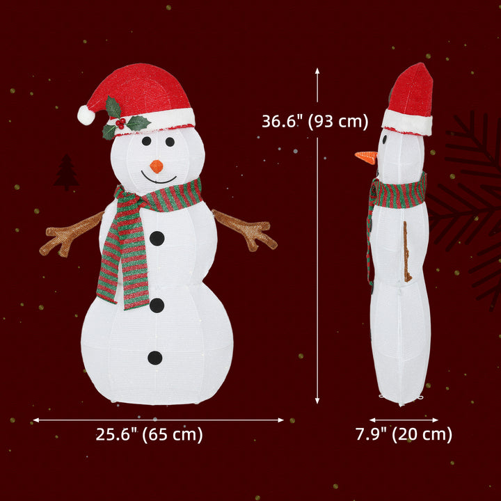 Outsunny Lighted Christmas Decoration, Outdoor Christmas Snowman with LED Lights, Stakes, Zip Ties, IP44 Waterproof