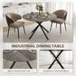 HOMCOM 47" Round Kitchen Table for 4, Industrial Dining Table with Steel Legs for Dining Room, Grey Wood Grain and Black