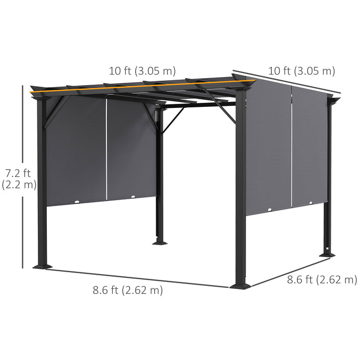 Outsunny 12' x 10' Outdoor Patio Gazebo Pergola with Retractable Canopy Roof, Steel Frame with Stakes, Unique Design, Beige