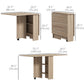 HOMCOM Extendable Dining Table, Collapsible Folding Table w/ 2-tier Shelves and Rolling Casters, Nature Wood