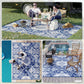 Outsunny Portable Outdoor Rug with Carry Bag, 9' x 12' Reversible Mat, Waterproof Plastic Straw RV Rug for Backyard, Deck, Picnic, Beach, Camping, Blue & White Flower