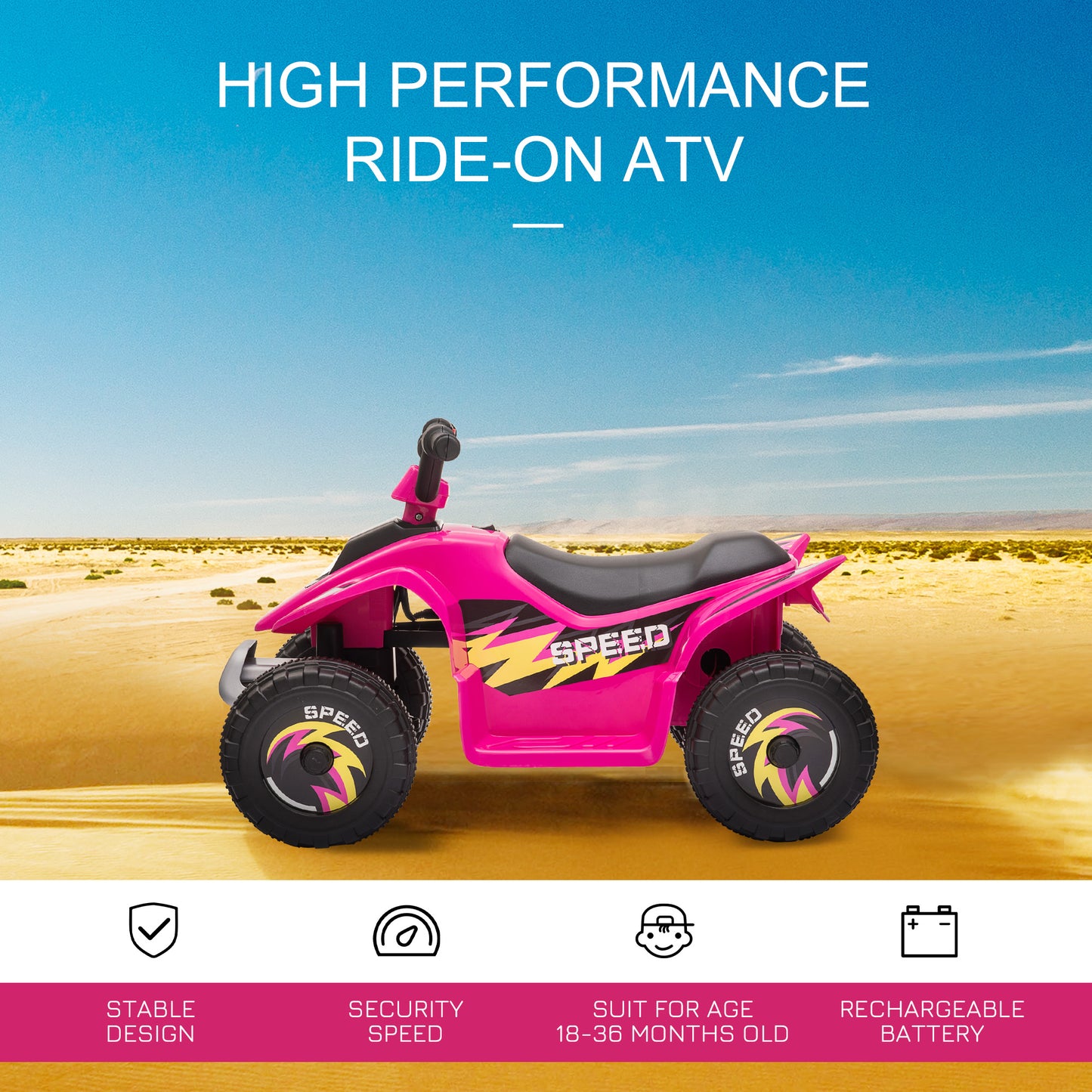 Aosom Kids Ride on ATV, 6V Battery Powered Quad Car with Forward, Reverse Switch, for Boys Girls 18-36 Months, Green