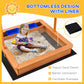 Outsunny Kids Wooden Sandbox, Children Play Sand Station Outdoor with Adjustable Height Cover Lid, Bottom Liner, Seat, Plastic Basins, for 3-7 Years Old Boys and Girls