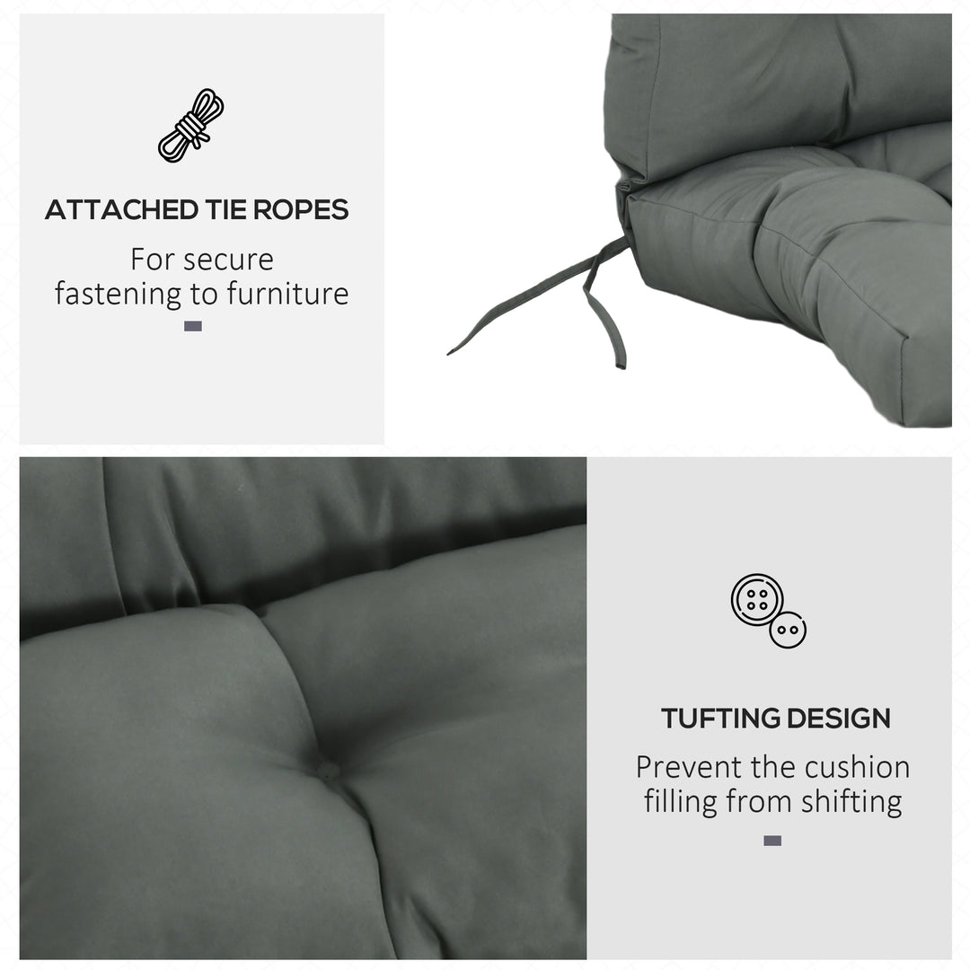 Outsunny Outdoor Patio Chair Seat/Back Chair Cushion Replacement, Tufted Pillow with Thick Filling and String Ties, Dark Grey