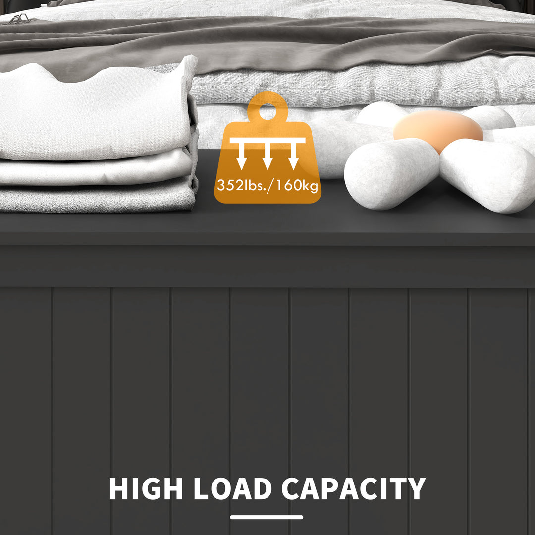 HOMCOM Storage Trunk with 2 Safety Hinges, Modern Entryway Bench with Side Handles, Storage Chest for Living Room, Black