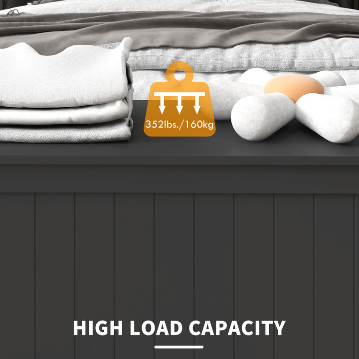 HOMCOM Storage Trunk with 2 Safety Hinges, Modern Entryway Bench with Side Handles, Storage Chest for Living Room, Black