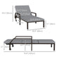 Outsunny Wicker Chaise Lounger with 5-Level Adjustable Backrest, Light Grey