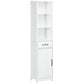 kleankin Modern Bathroom Cabinet, Narrow Bathroom Vanities with 3 Open Shelves, Drawer and Adjustable Shelf, White