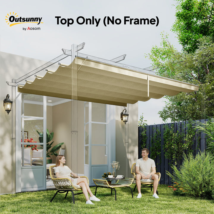 Outsunny 8.5' x 11.5' Retractable Pergola Canopy Replacement, Fit 10' x 13' Frame, Pergola Cover Replacement Top Only, Beige