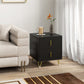 HOMCOM Bedside Table, Modern Nightstand with 2 Drawers, Side End Table with Metal Legs for Living Room, Bedroom, Black
