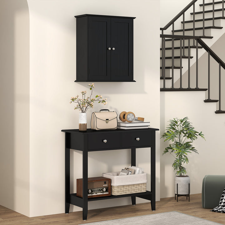 HOMCOM Bathroom Medicine Cabinet, Wall Cabinet with 2 Doors and Adjustable Shelf, Space Saver Over Toilet Cabinet