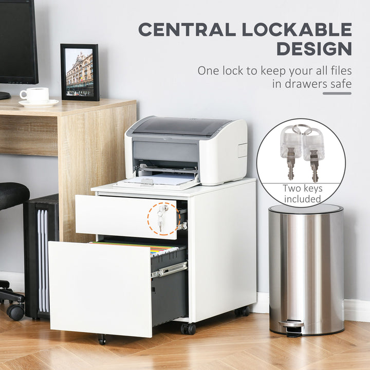 Vinsetto Lockable File Cabinet, Steel Filing Cabinet on Wheels for Legal, A4, Letter Size, with Pencil Tray for Home Office