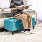 HOMCOM Storage Ottoman Bench Linen-Touch Fabric Tufted Chest Footstool with Flipping Top, Beige