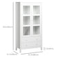 HOMCOM Kitchen Pantry Cabinet, Freestanding Storage Cabinet with 3-tier Shelves, 2 Drawers and Glass Doors, White