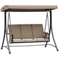 Outsunny 3 Person Porch Swing Outdoor Swing Chair with High Back Design, Side Pouches and Adjustable Canopy, Dark Grey