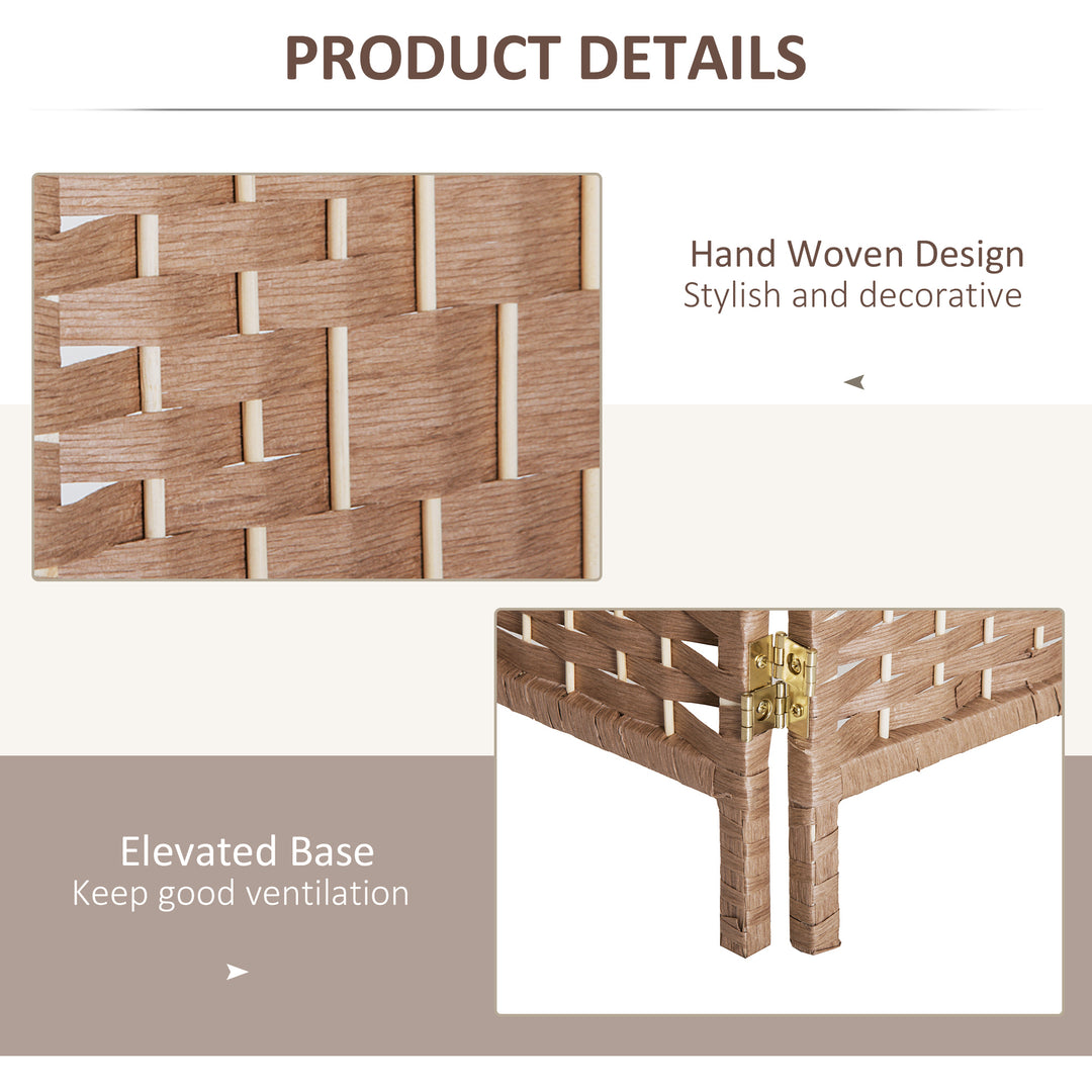 HOMCOM 6ft Folding Room Divider, 4 Panel Wall Partition with Wooden Frame for Bedroom, Home Office, Natural