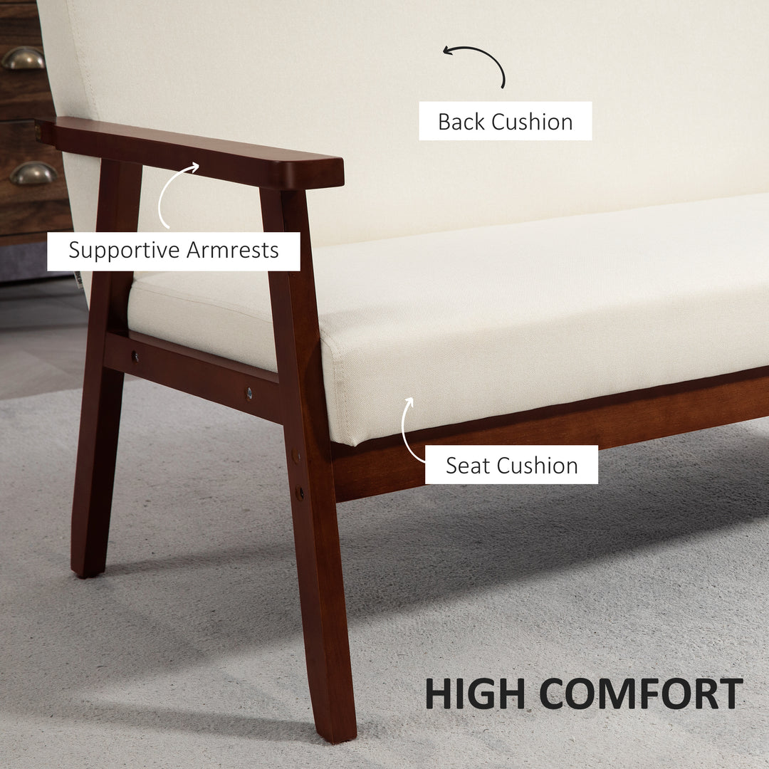 HOMCOM Compact Loveseat Sofa Couch Linen Fabric Double Seat Sofa with Rubber Wood Legs Dark Grey