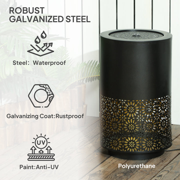 Outsunny 21" Tall Garden Waterfall Fountain with LED Lights, Outdoor Water Fountain Water Feature with Adjustable Flow, Black