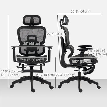 HOMCOM Mesh Office Chair with 3D Armrest, High Back Desk Chair with Lumbar Support, 135° Reclining, Adjustable Headrest, Black