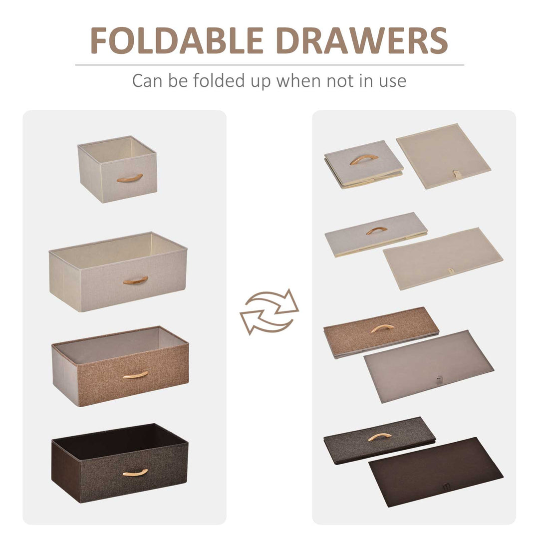 HOMCOM Dresser for Bedroom with 5 Drawers, Chest of Drawers with Metal Frame, Fabric Dresser for Living Room, Multi-Coloured