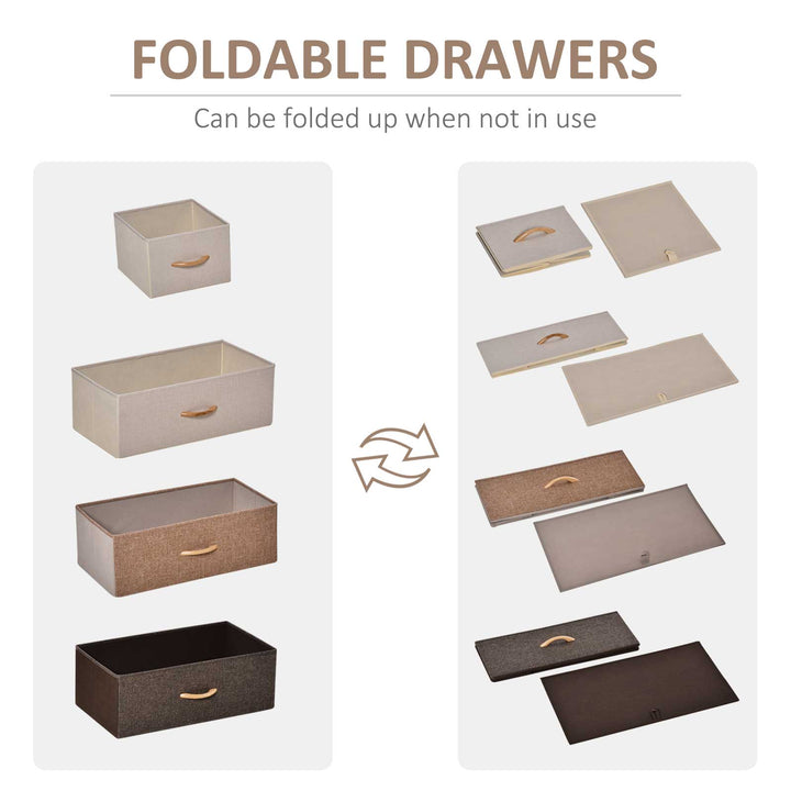 HOMCOM Dresser for Bedroom with 5 Drawers, Chest of Drawers with Metal Frame, Fabric Dresser for Living Room, Multi-Coloured