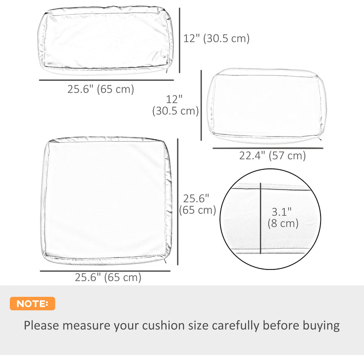 Outsunny Outdoor 14pc Patio Rattan Sofa Set Cushion Polyester Cover Replacement Set - No Cushion Included, Cream White