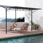 Outsunny 10x8ft Patio Metal Gazebo with Extendable Side Awning Outdoor Shelter Garden Sun Shade Canopy Deck Door Window Awning Cream White