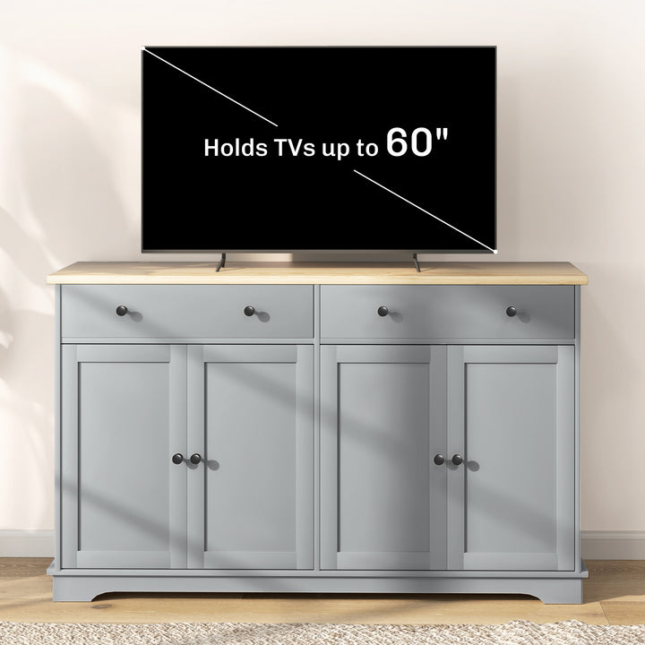 HOMCOM Modern Sideboard, Buffet Cabinet with Storage Drawers, Adjustable Shelves for Living Room, Dining Room, Entryway, White