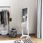 HOMCOM Freestanding Mirror Jewelry Cabinet Armoire, LED Lighted Jewelry Organizer with Stand, Angle Adjustable, White