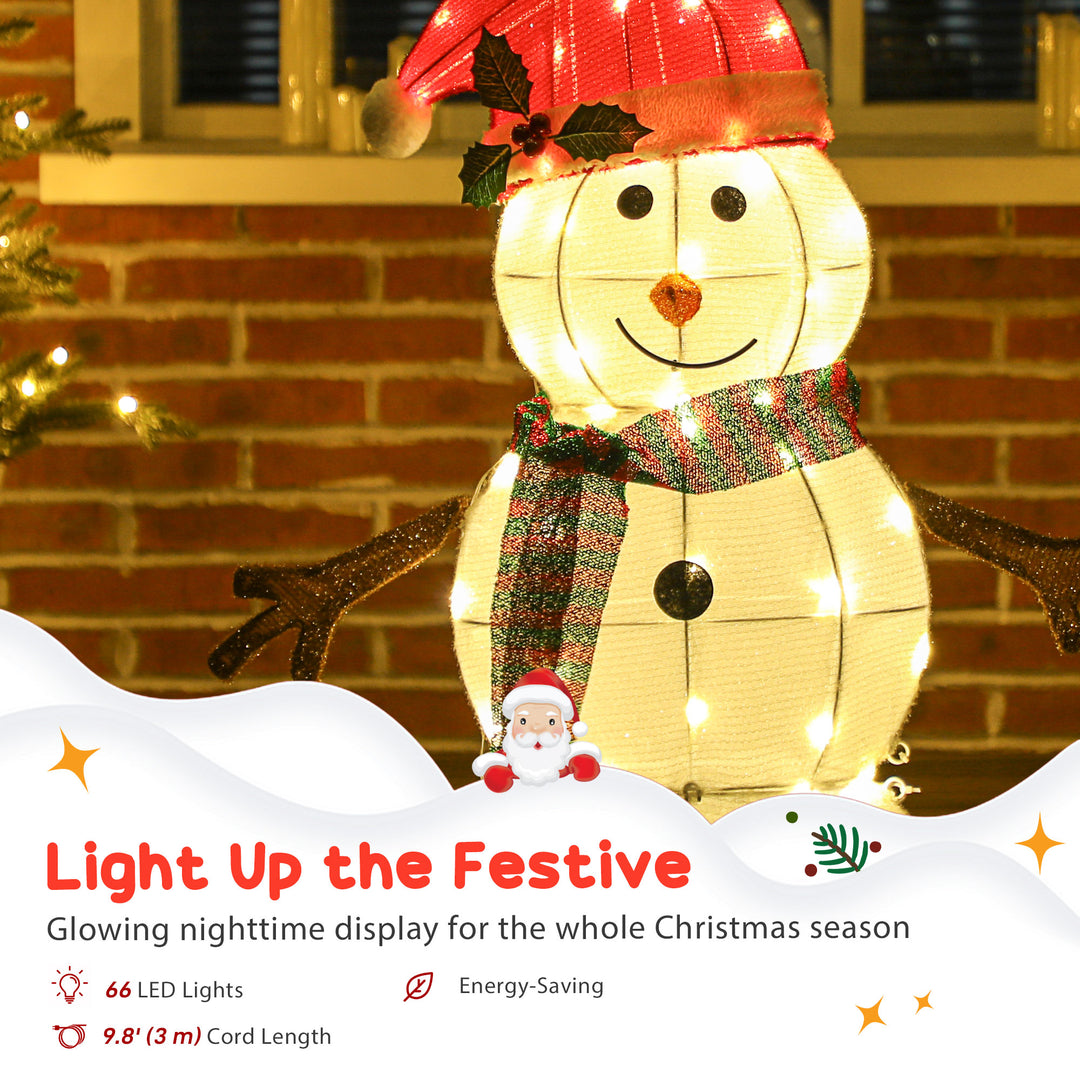 Outsunny Lighted Christmas Decoration, Outdoor Christmas Snowman with LED Lights, Stakes, Zip Ties, IP44 Waterproof