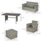 Outsunny 6 PCS Rattan Outdoor Dining Set Patio Dining Table and Chair Set with Plastic Wood Top Dining Table, Cushions, Grey