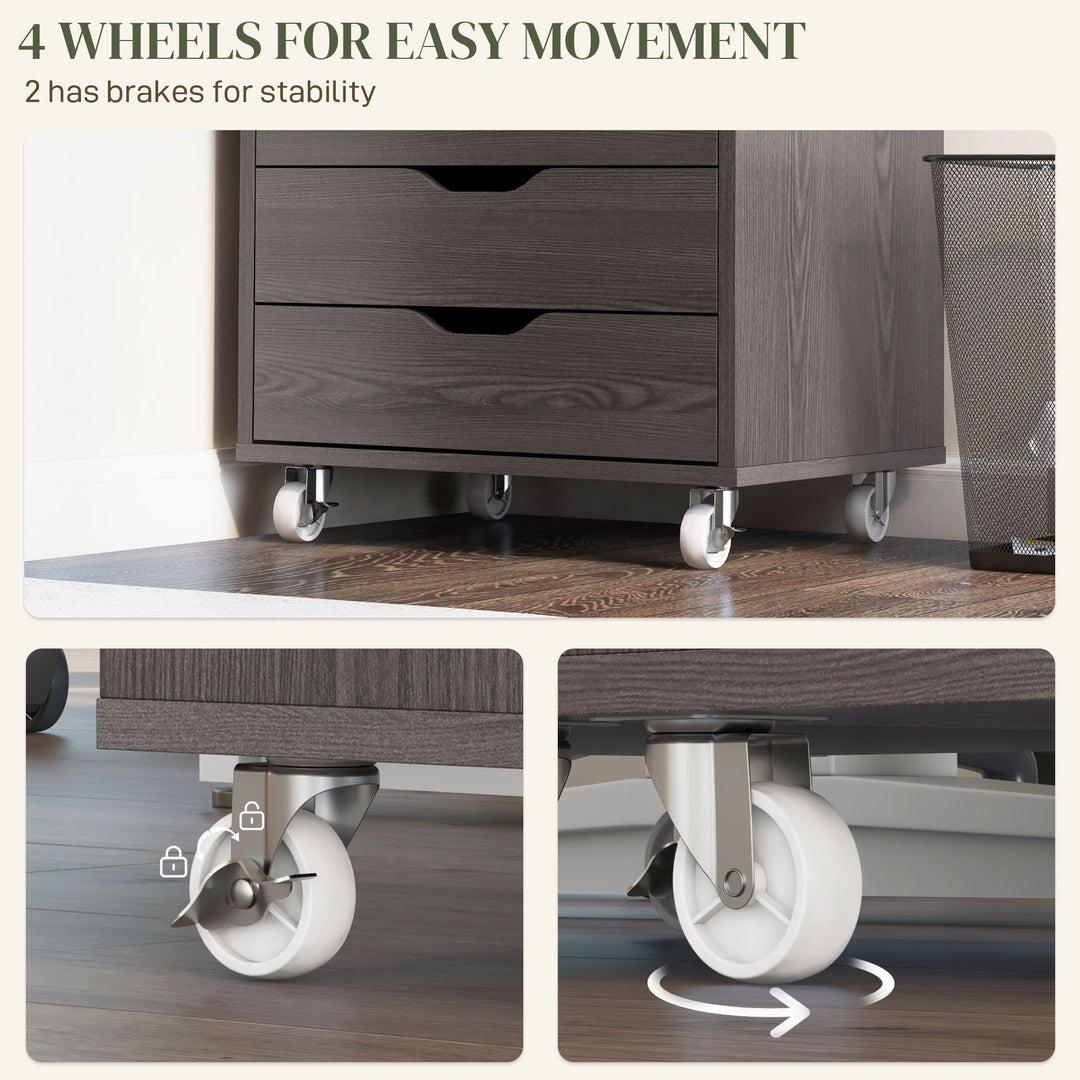 Vinsetto 7-drawer Vertical File Cabinet for Home Office, Storage Cabinet with Wheels, 18.7"x15.6"x35.4", Black