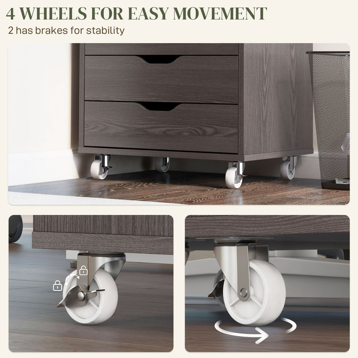 Vinsetto 7-drawer Vertical File Cabinet for Home Office, Storage Cabinet with Wheels, 18.7"x15.6"x35.4", Black