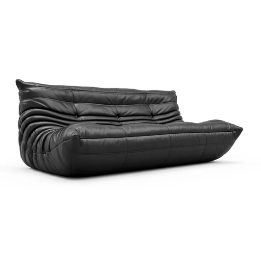 Armless Large Microfiber Leather 3-Seat Bean Bag Sofa, Soft Armless Fireside Lounge Chair