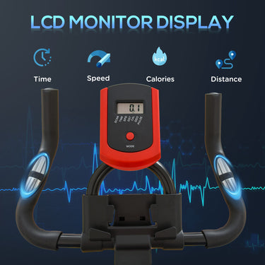 Soozier Upright Exercise Bike, Magnetic Resistance Stationary Bike with LCD Display, Indoor Cycling Bike for Home w/ Adjustable Resistance, Comfortable Seat Cushion