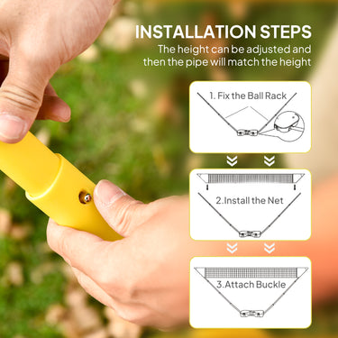 HOMCOM Portable Badminton Net Set with 9.5x5 ft Net, Foldable Badminton Net with 2 Shuttlecocks, 2 Badminton Rackets and 1 Suitcase, for Indoor Outdoor, Beach, Backyard