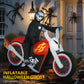 HOMCOM 6' Long Halloween Grim Reaper Flaming Motorcycle Outdoor LED Lighted Airblown Inflatable Decoration Holiday Seaon Garden Lawn Decor