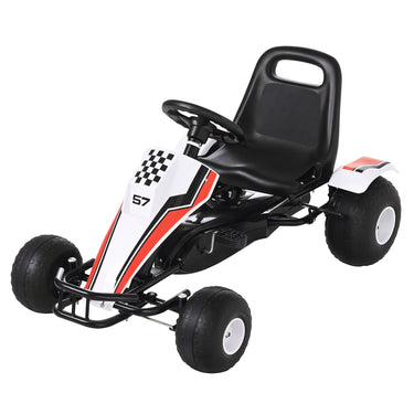 Aosom Kids Pedal Go Kart Children Racing Style Ride on Car with Adjustable Seat, Plastic Wheels, Handbrake and Shift Lever for 3-6 Years Old