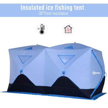 Outsunny 8-Person Insulated Ice Fishing Tent Shelter with Ventilation Windows and Carry Bag, for -22℉, Blue