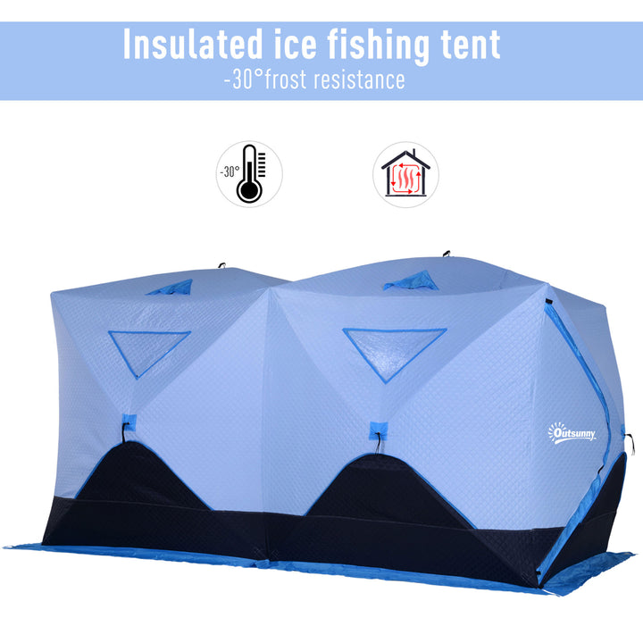Outsunny 8-Person Insulated Ice Fishing Tent Shelter with Ventilation Windows and Carry Bag, for -22℉, Blue