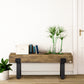 HOMCOM Outdoor Bench, Garden Bench with Metal Legs, Rustic Wood Effect Concrete, Indoor or Outdoor Use for Patio, Park, Porch and Lawn, Natural and Black