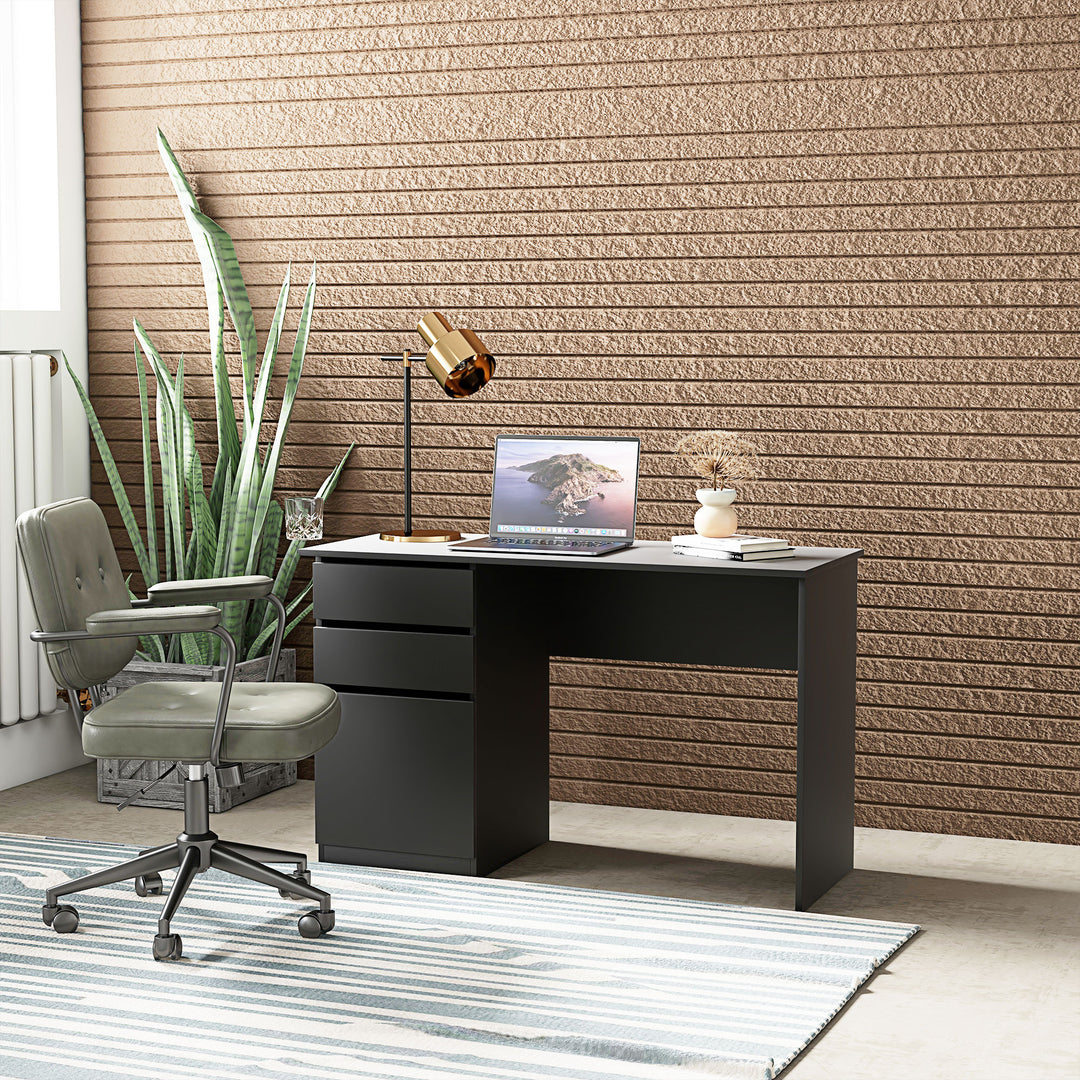 HOMCOM Computer Desk with Storage, PC Table with Drawers and Cabinet for Home Office, Study Room, Black