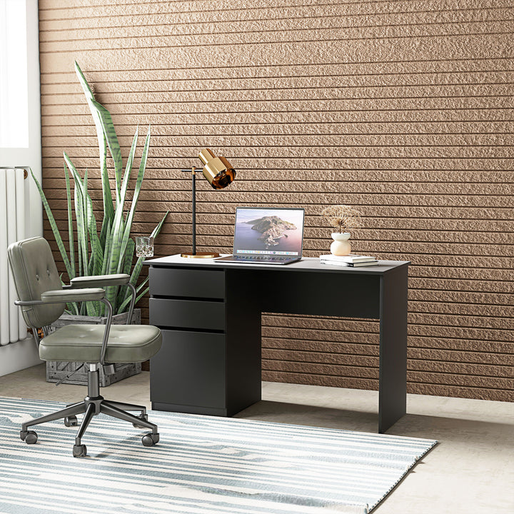 HOMCOM Computer Desk with Storage, PC Table with Drawers and Cabinet for Home Office, Study Room, Black