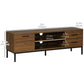 HOMCOM TV Stand for TV up to 50 Inches, TV Cabinet with Door, Open Storage and Drawers, TV Table with Steel Legs, Dark Walunt