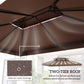 Outsunny 13' x 10' Gazebo Replacement Canopy, 2 Tier Top Roof Garden Pavilion UV Cover, Brown (TOP ONLY)
