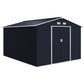 Outsunny 9.1'x6.4'x6.3' Garden Storage Shed w/ Floor Foundation Metal Tool Storage House w/ Double Doors Dark Grey Yellow
