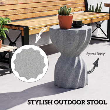 Outsunny Spiral Decorative Garden Stool, Flower Top Outdoor Stool Side Table Plant Stand Footstool for Indoor Outdoor, Grey