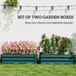 Outsunny Set of 2 Galvanized Raised Beds for Garden, Outdoor Planter Box for Flowers, Herbs and Vegetables, Green